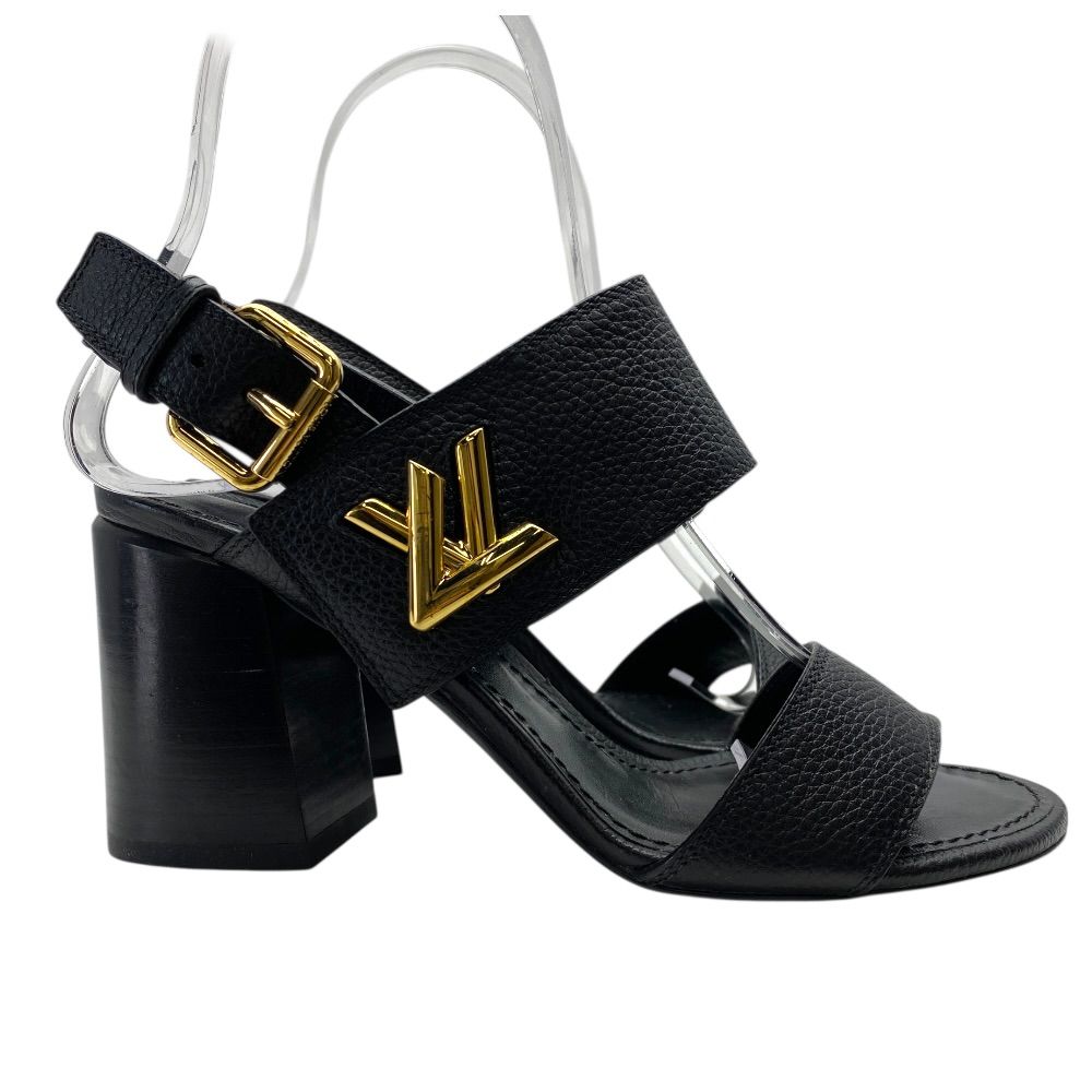 Louis Vuitton Horizon Line Sandals LV Logo Gold Black Leather 34.5 ): Sophistica — view 5
