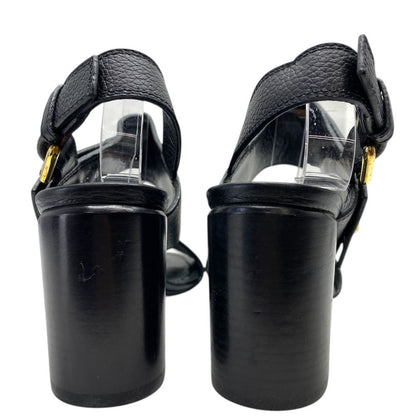 Louis Vuitton Horizon Line Sandals LV Logo Gold Black Leather 34.5 ): Sophistica — view 4