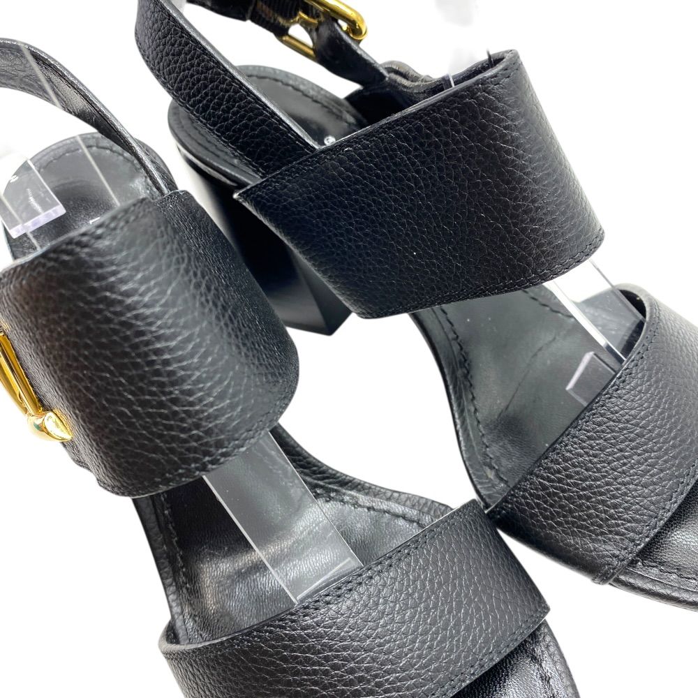 Louis Vuitton Horizon Line Sandals LV Logo Gold Black Leather 34.5 ): Sophistica — view 7