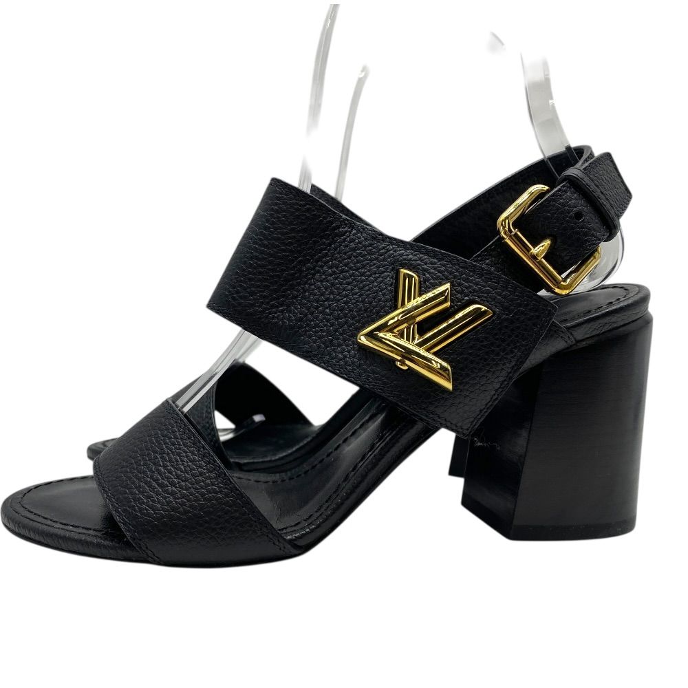 Louis Vuitton Horizon Line Sandals LV Logo Gold Black Leather 34.5 ): Sophistica — view 3