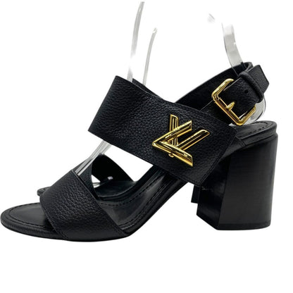 Louis Vuitton Horizon Line Sandals LV Logo Gold Black Leather 34.5 ): Sophistica — view 3