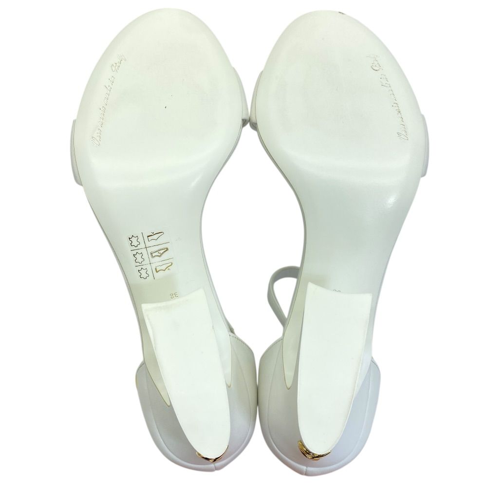 Dolce & Gabbana DG Logo Sandals Heels White Gold Leather & 38 Classic — view 9