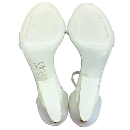 Dolce & Gabbana DG Logo Sandals Heels White Gold Leather & 38 Classic — view 9