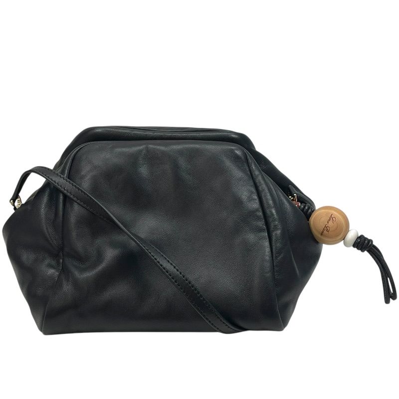 Loro Piana Shoulder Bag Crossbody Logo Charm Nappa Leather Black Classic
