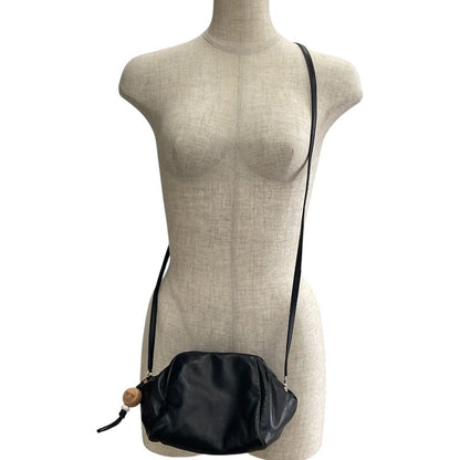 Loro Piana Shoulder Bag Crossbody Logo Charm Nappa Leather Black Classic — view 9