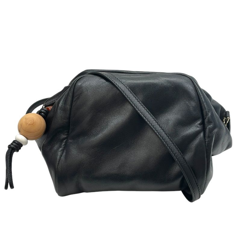 Loro Piana Shoulder Bag Crossbody Logo Charm Nappa Leather Black Classic — view 2