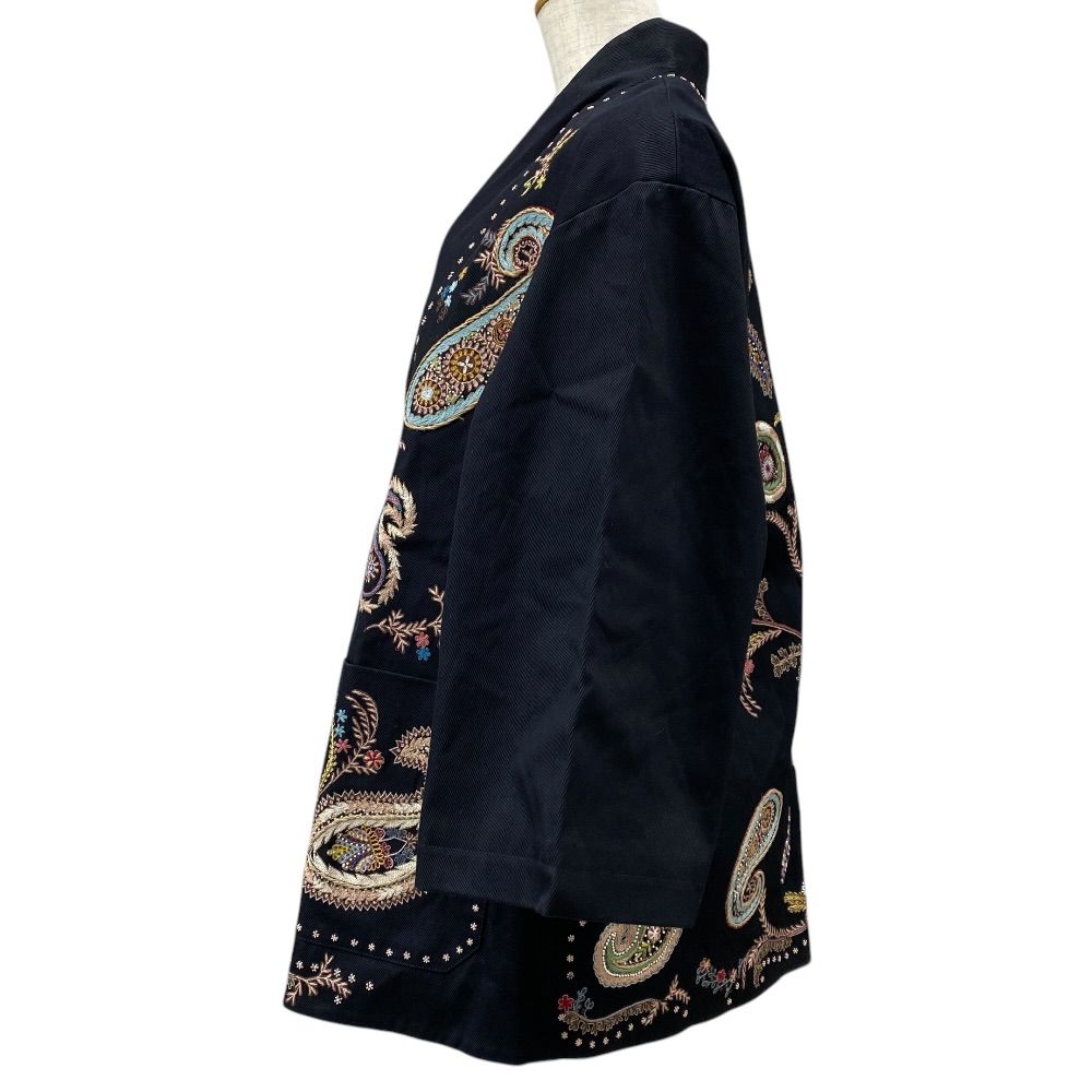 Dior Paisley Jacket Collarless Cardigan Black Multicolor 38: Sophistication — view 2