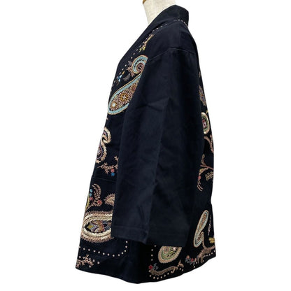 Dior Paisley Jacket Collarless Cardigan Black Multicolor 38: Sophistication — view 2