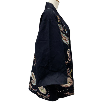 Dior Paisley Jacket Collarless Cardigan Black Multicolor 38: Sophistication — view 4