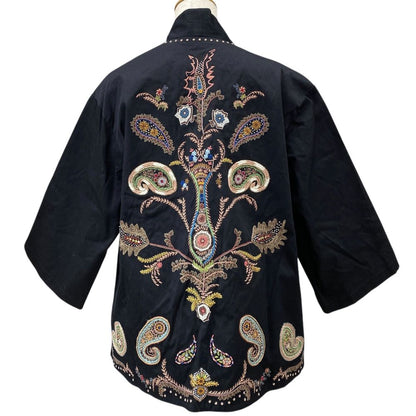 Dior Paisley Jacket Collarless Cardigan Black Multicolor 38: Sophistication — view 3