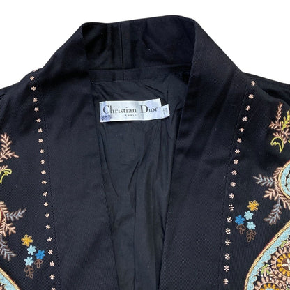 Dior Paisley Jacket Collarless Cardigan Black Multicolor 38: Sophistication — view 7