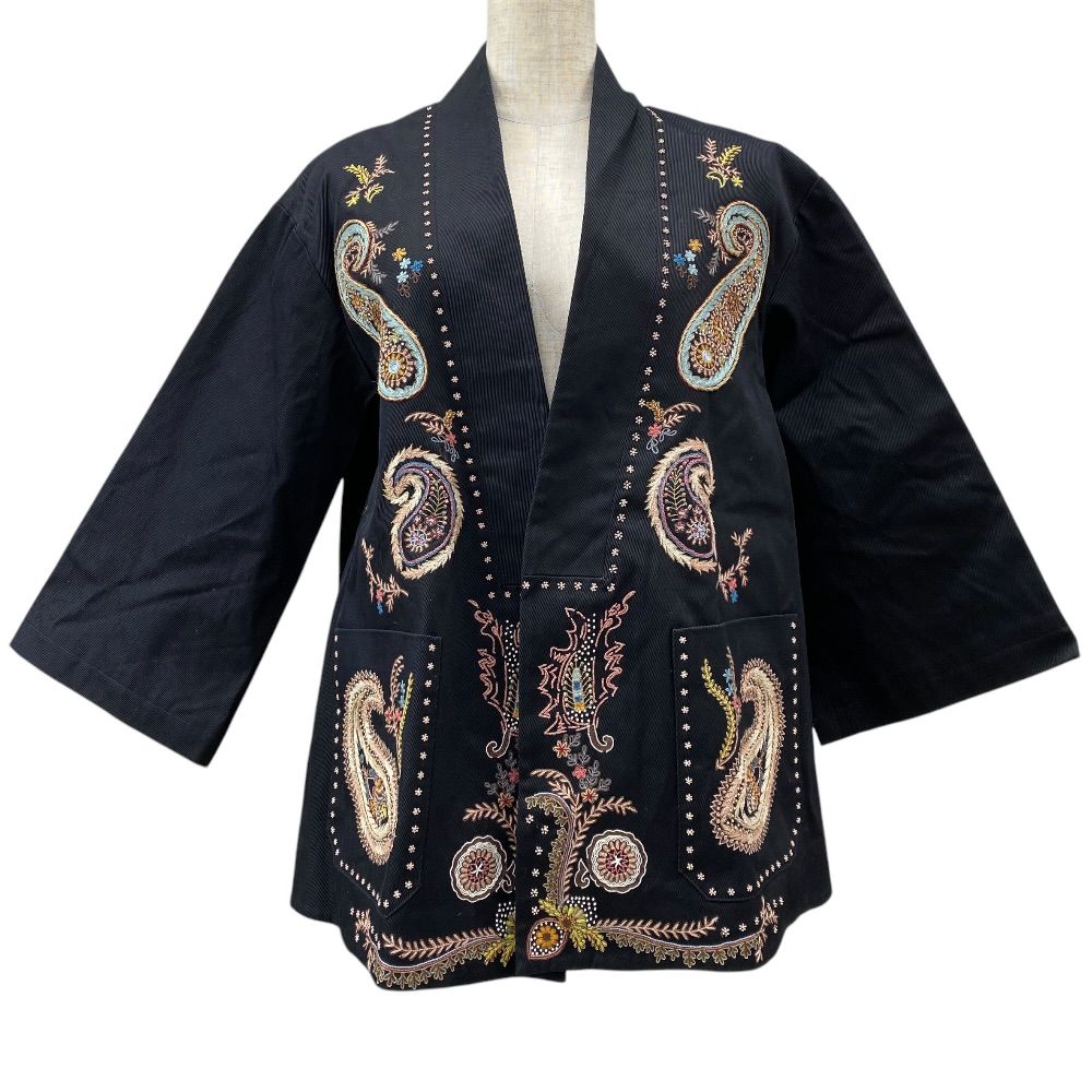 Dior Paisley Jacket Collarless Cardigan Black Multicolor 38: Sophistication