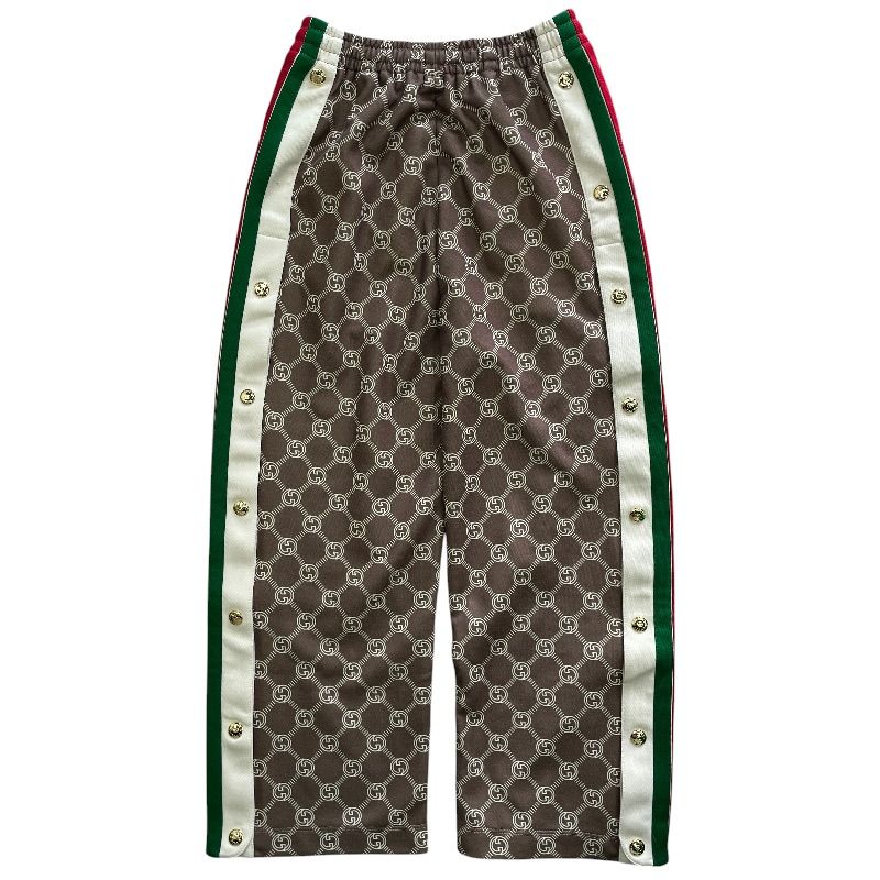 Gucci Track Pants Jersey Sweatshirt GG Monogram Web Stripe Brown Sports Casual — view 5