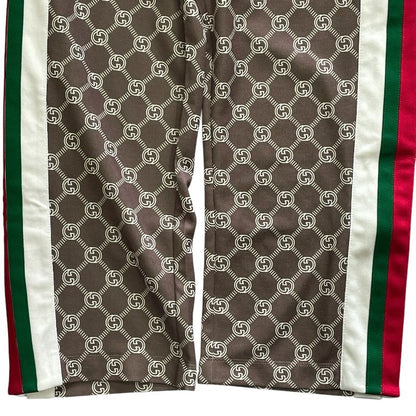 Gucci Track Pants Jersey Sweatshirt GG Monogram Web Stripe Brown Sports Casual — view 4
