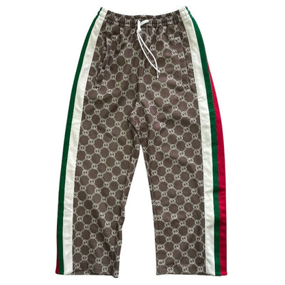 Gucci Track Pants Jersey Sweatshirt GG Monogram Web Stripe Brown Sports Casual