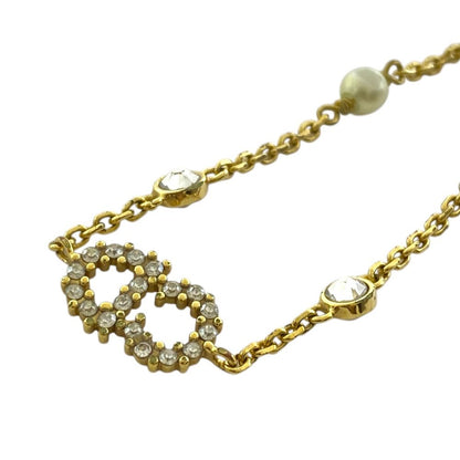 Dior Clair D Lune Bracelet CD Logo Line Stone Faux Pearl Metal Gold Classic — view 4