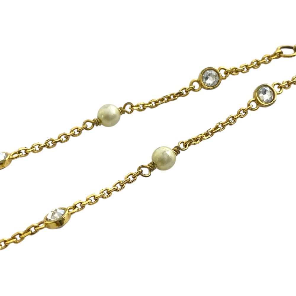 Dior Clair D Lune Bracelet CD Logo Line Stone Faux Pearl Metal Gold Classic — view 5