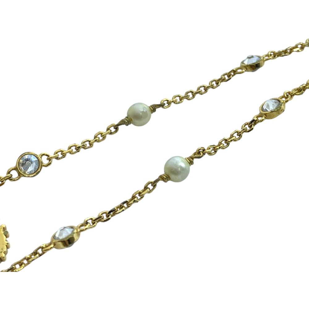 Dior Clair D Lune Bracelet CD Logo Line Stone Faux Pearl Metal Gold Classic — view 9