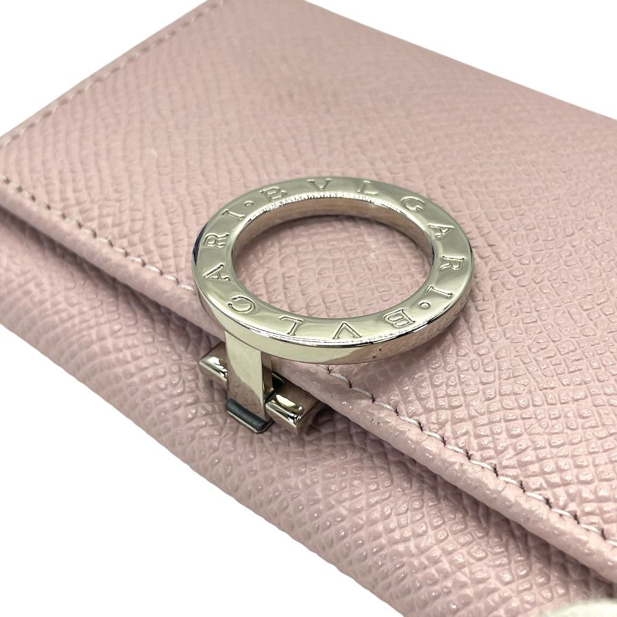 Bvlgari Coin Purse Logo Clip Leather Pink Gold Sophistication Luxury Compact — view 5