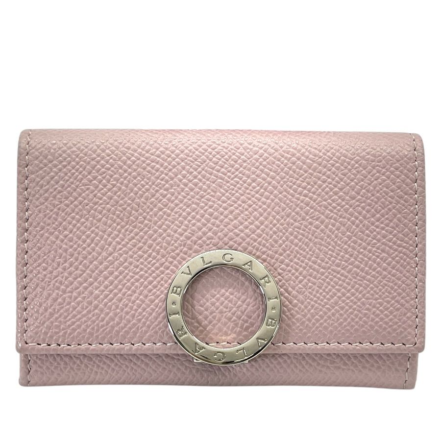 Bvlgari Coin Purse Logo Clip Leather Pink Gold Sophistication Luxury Compact