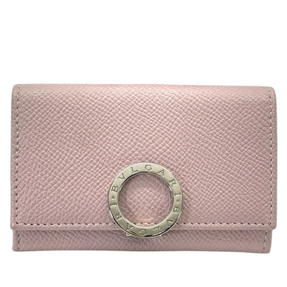 Bvlgari Coin Purse Logo Clip Leather Pink Gold Sophistication Luxury Compact