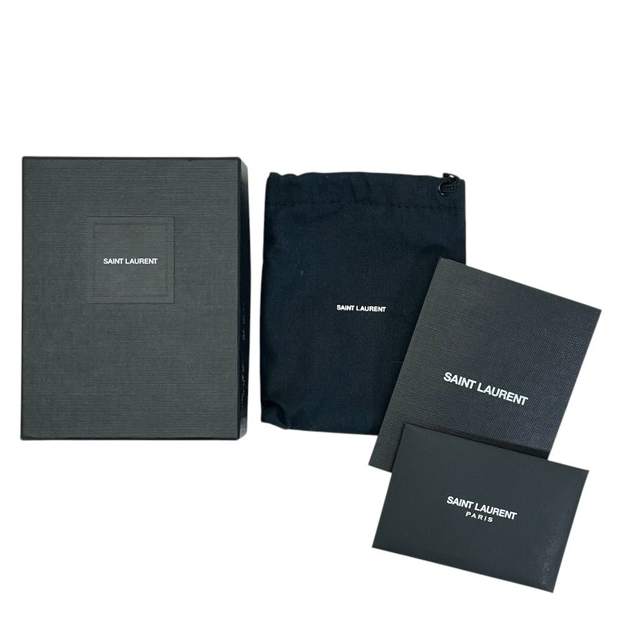 Saint Laurent Paris Trifold Wallet Fold Compact Leather Red Logo Sophistication — view 9