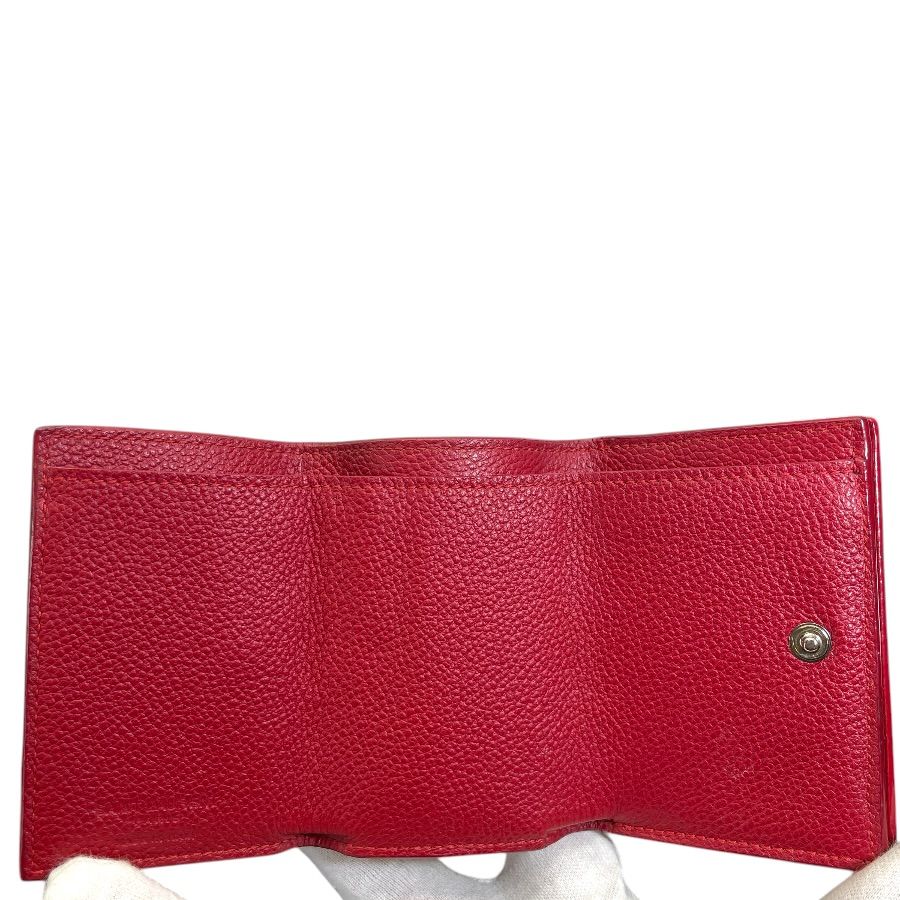 Saint Laurent Paris Trifold Wallet Fold Compact Leather Red Logo Sophistication — view 6