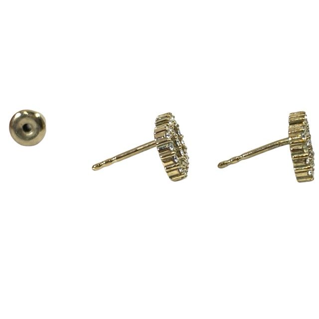 Dior Clair D Lune de Earrings Logo Metal Line Stone Gold Classic Sophistication — view 4
