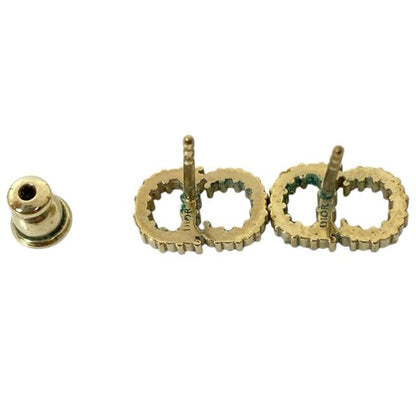 Dior Clair D Lune de Earrings Logo Metal Line Stone Gold Classic Sophistication — view 5