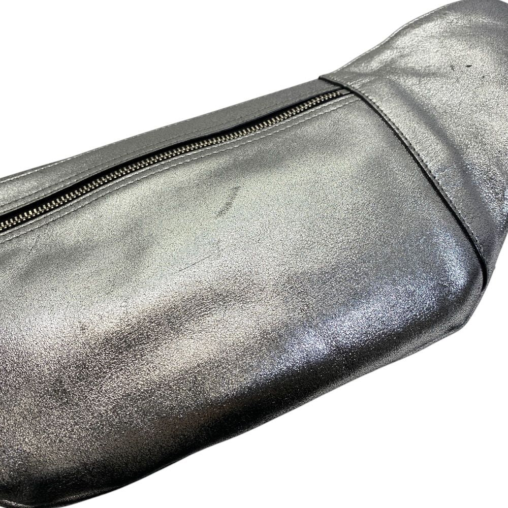 Saint Laurent Belt Bag Logo Leather Metallic Silver Paris Sophistication Luxury — view 6