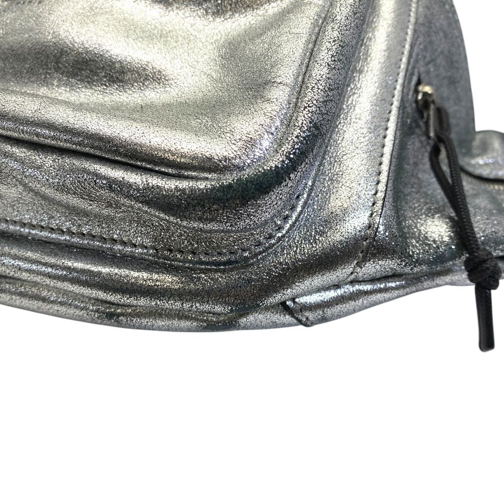 Saint Laurent Belt Bag Logo Leather Metallic Silver Paris Sophistication Luxury — view 3