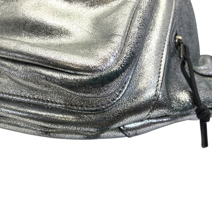 Saint Laurent Belt Bag Logo Leather Metallic Silver Paris Sophistication Luxury — view 3