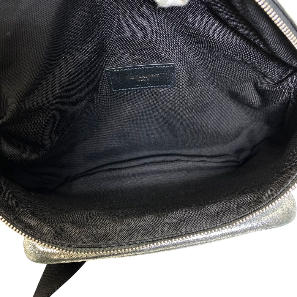 Saint Laurent Belt Bag Logo Leather Metallic Silver Paris Sophistication Luxury — view 8