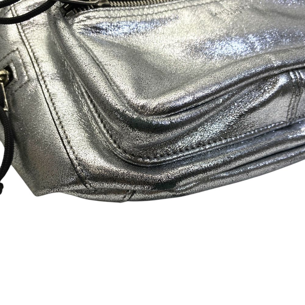 Saint Laurent Belt Bag Logo Leather Metallic Silver Paris Sophistication Luxury — view 4