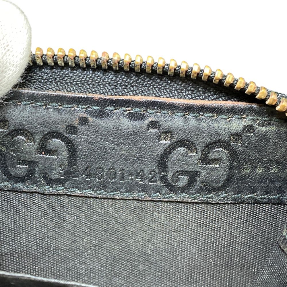 Gucci Micro Guccissima Coin Purse Wallet Zip Around Logo Leather Black Sophistic — view 6
