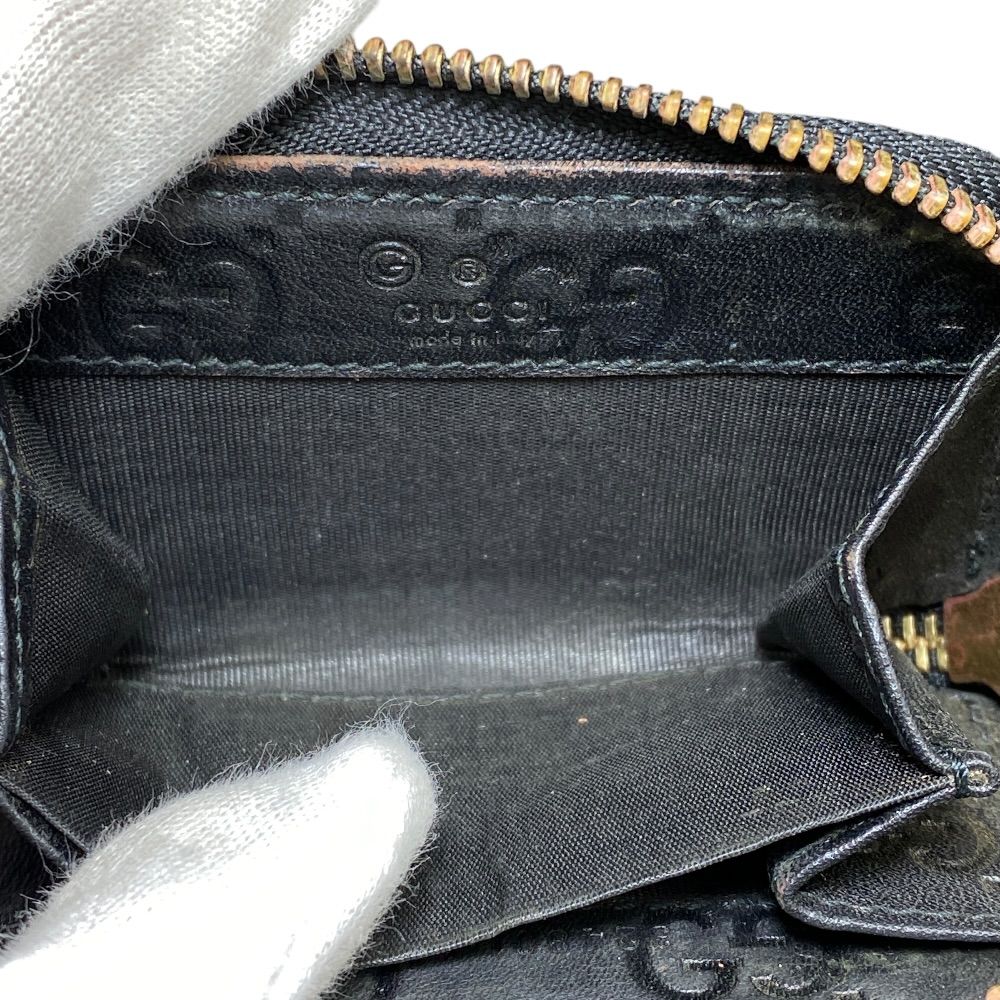 Gucci Micro Guccissima Coin Purse Wallet Zip Around Logo Leather Black Sophistic — view 8