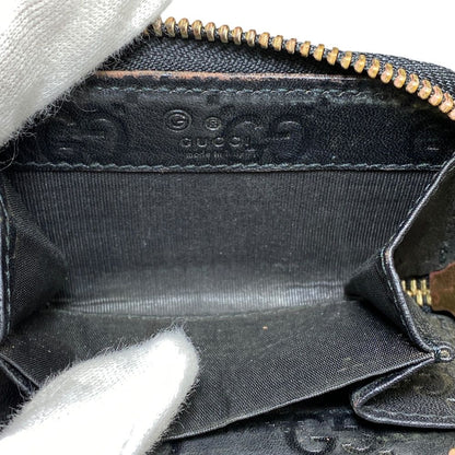 Gucci Micro Guccissima Coin Purse Wallet Zip Around Logo Leather Black Sophistic — view 8
