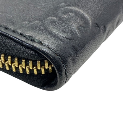Gucci Micro Guccissima Coin Purse Wallet Zip Around Logo Leather Black Sophistic — view 3