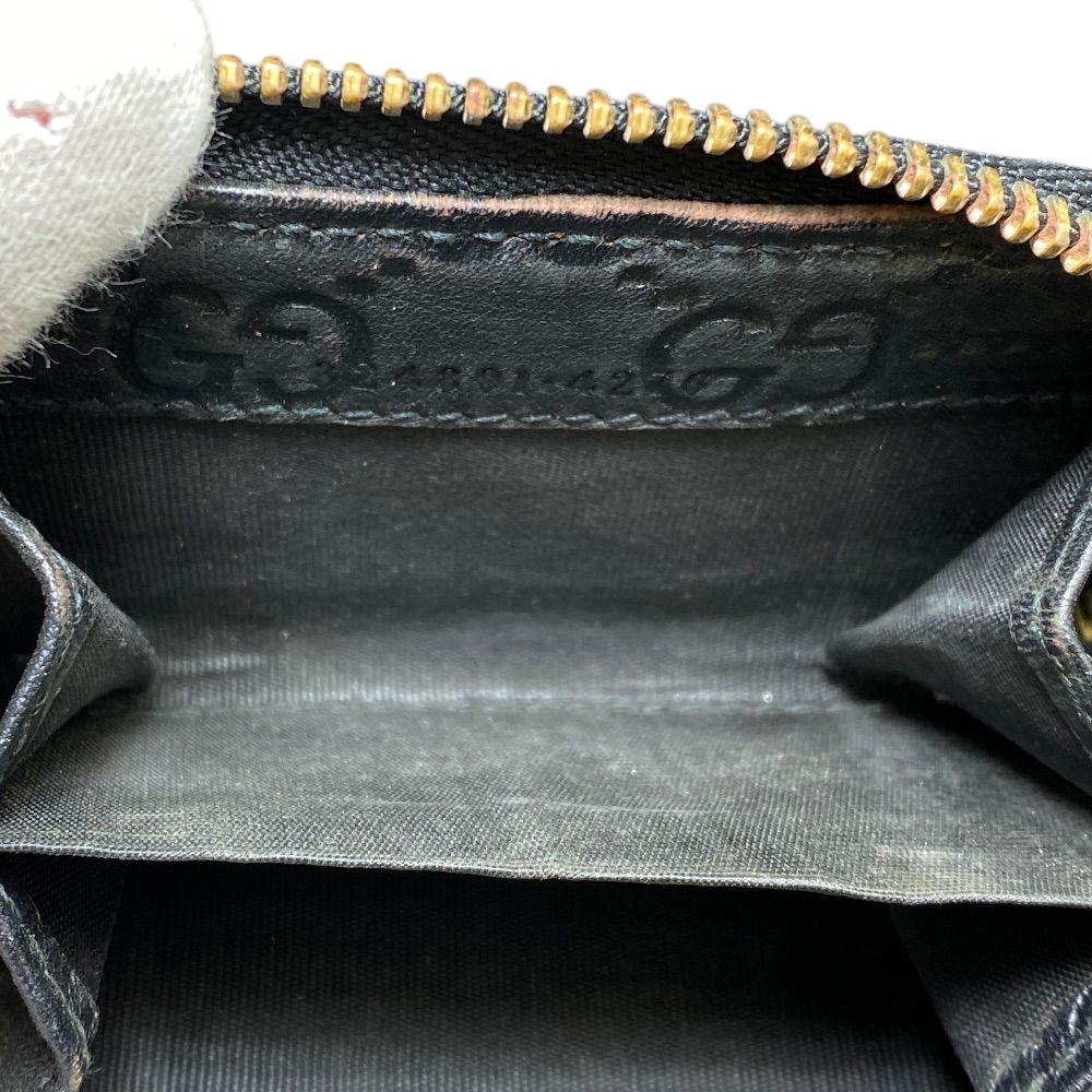 Gucci Micro Guccissima Coin Purse Wallet Zip Around Logo Leather Black Sophistic — view 7