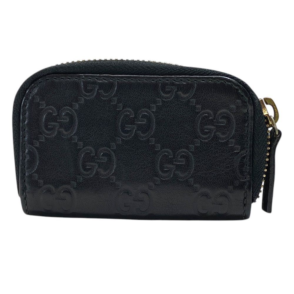 Gucci Micro Guccissima Coin Purse Wallet Zip Around Logo Leather Black Sophistic