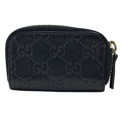 Gucci Micro Guccissima Coin Purse Wallet Zip Around Logo Leather Black Sophistic