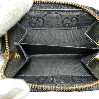Gucci Micro Guccissima Coin Purse Wallet Zip Around Logo Leather Black Sophistic — view 5