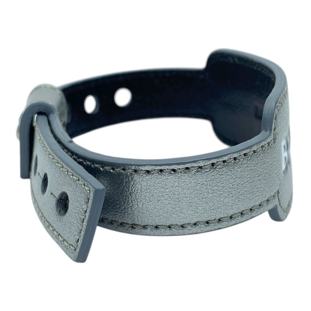 Balenciaga Leather Bracelet Bangle Logo Silver Gray Sophistication Luxury — view 2