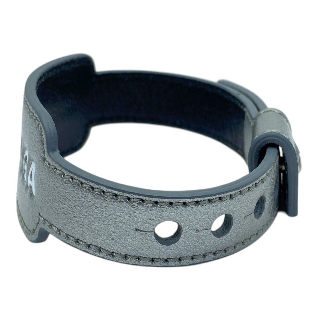 Balenciaga Leather Bracelet Bangle Logo Silver Gray Sophistication Luxury — view 4