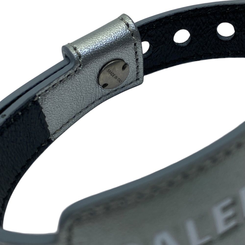 Balenciaga Leather Bracelet Bangle Logo Silver Gray Sophistication Luxury — view 6