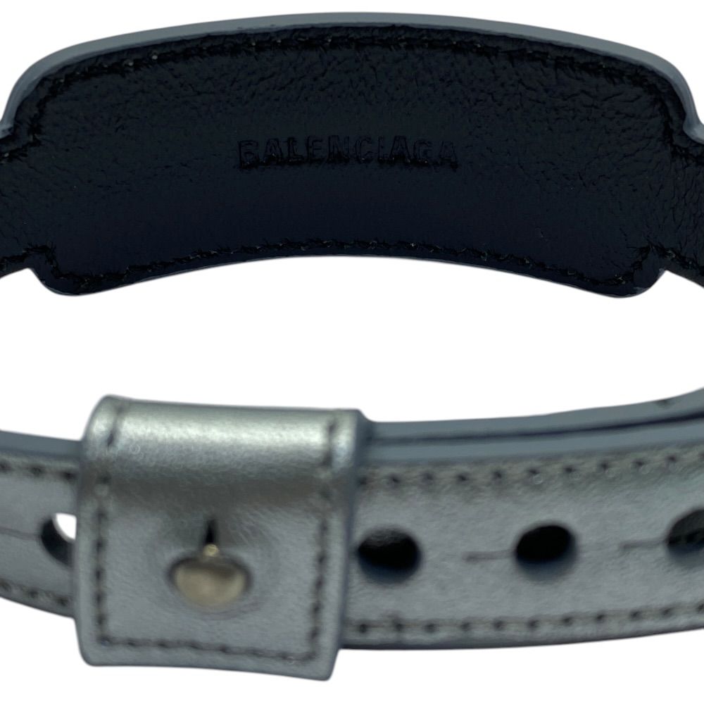 Balenciaga Leather Bracelet Bangle Logo Silver Gray Sophistication Luxury — view 5