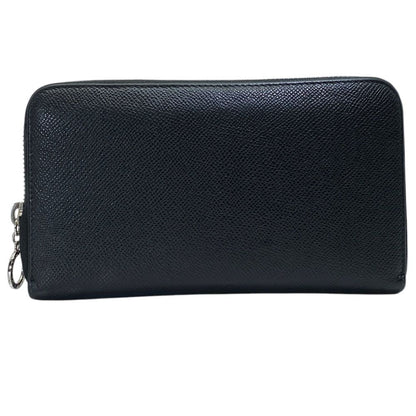 Bvlgari Man Wallet Zip Around Logo Silver Leather Black Sophistication Luxury — view 2