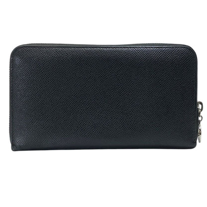 Bvlgari Man Wallet Zip Around Logo Silver Leather Black Sophistication Luxury