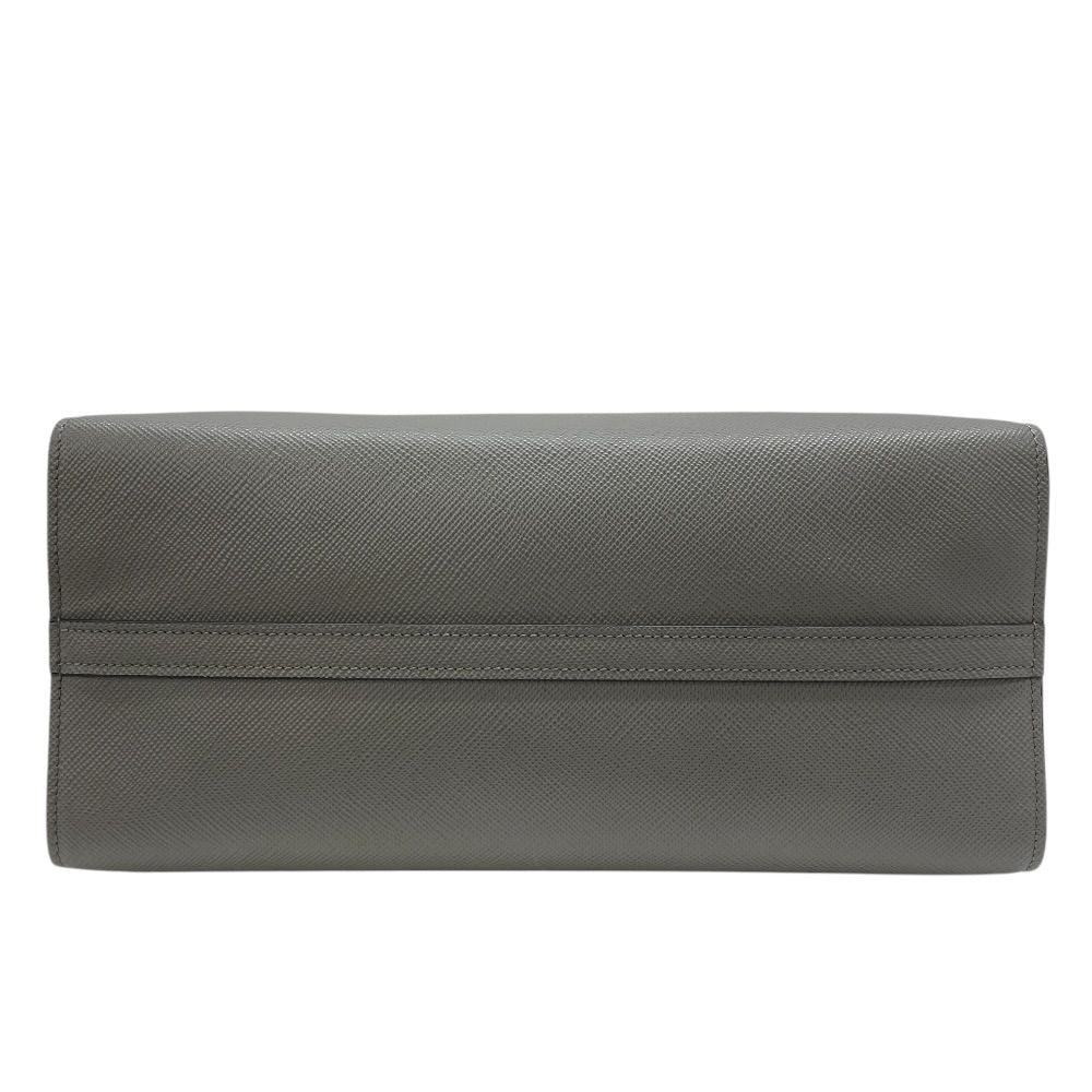 Prada Monochrome Tote Logo Saffiano Leather White Tag Gray Classic Sophisticatio — view 4