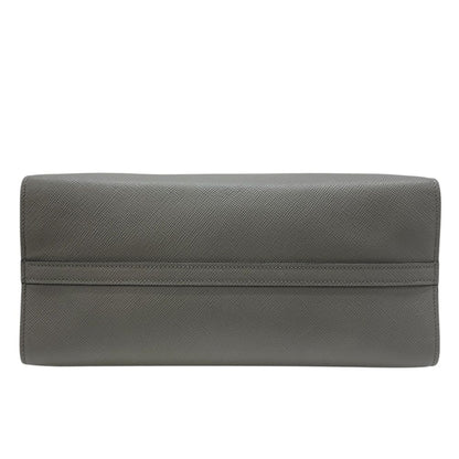 Prada Monochrome Tote Logo Saffiano Leather White Tag Gray Classic Sophisticatio — view 4
